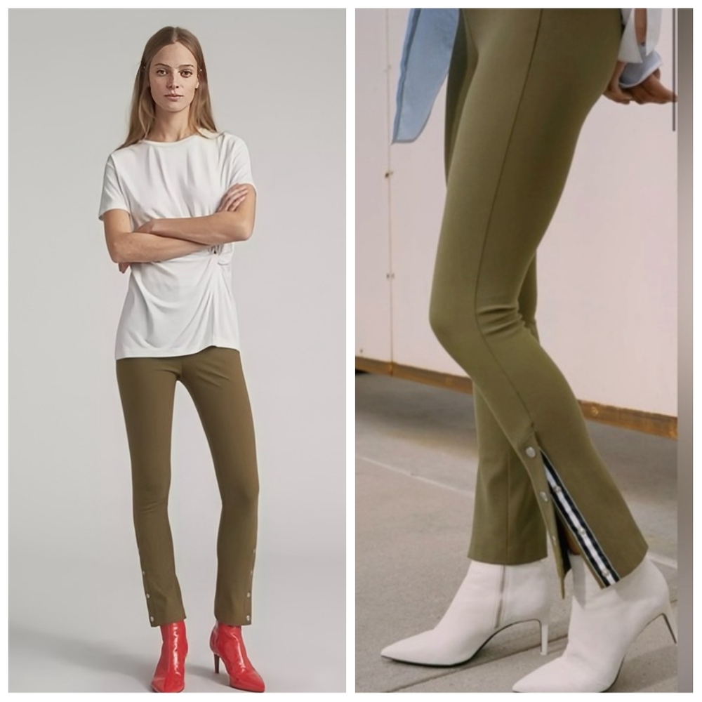 Rag & Bone $325 Simone Snap Ankle Pants Olive Green Women's 10 Minimalist